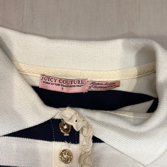 Juicy Couture Vintage Y2K Striped Polo Puff Short Sleeve Top Size Small - Picture 9 of 13